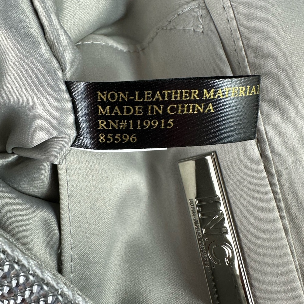 I.n.c. International Concepts Mesh East West Baguette Bag Silver NWT. - Picture 5 of 6
